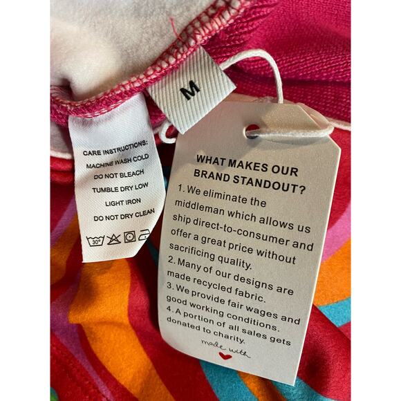 NWT Made With Love Sweater top pant set MED Abstract Retro Pink Knit Contemp - Picture 6 of 8